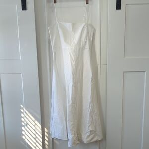 ANN TAYLOR White Spaghetti Strap Cotton Dress with Elastic Back Size 8